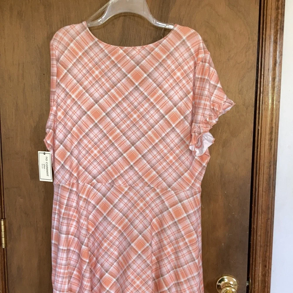 plaid print ruffle detail faux wrap dress w stretch 2X jrs - Picture 9 of 17